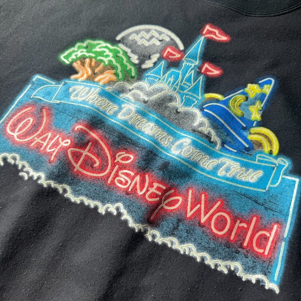 Disney World “Where Dreams Come True” Black Unique Vintage Sweatshirt 2XL - Picture 5 of 8